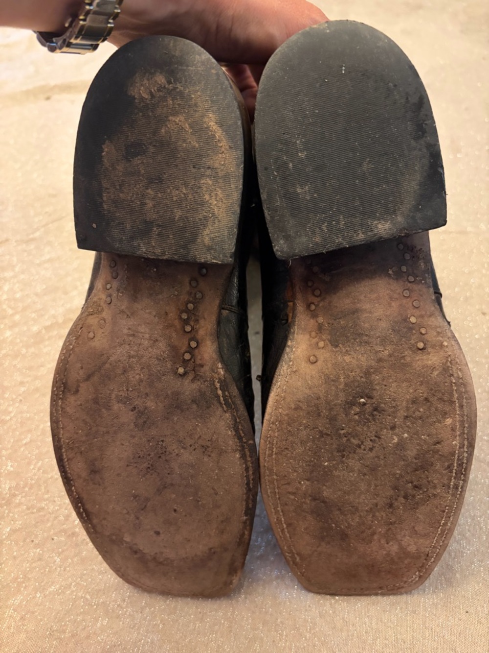 Lucchese Full Quill Black Ostrich Square Toe Boots 7.5B - Picture 4 of 4